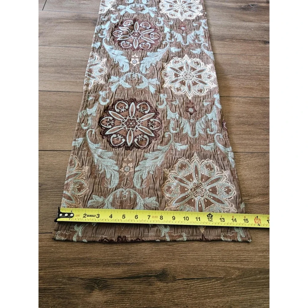 Comphy Table Runner Turquoise Blue & Brown Mandala Pattern Home Decor Tapestry